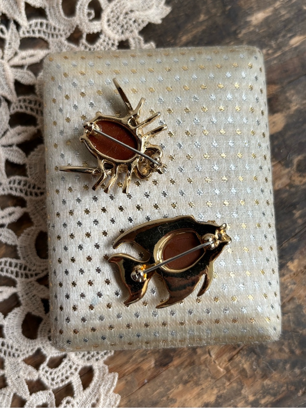 Vintage Risa Bee And Angel Fish Brooch And Pin Set With Textured Enamel View 4
